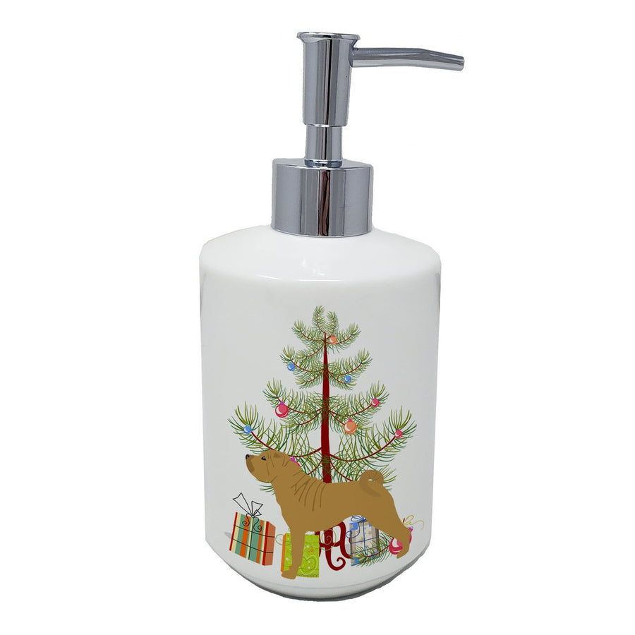 Shar Pei Merry Christmas Tree Ceramic Soap Dispenser Image 1