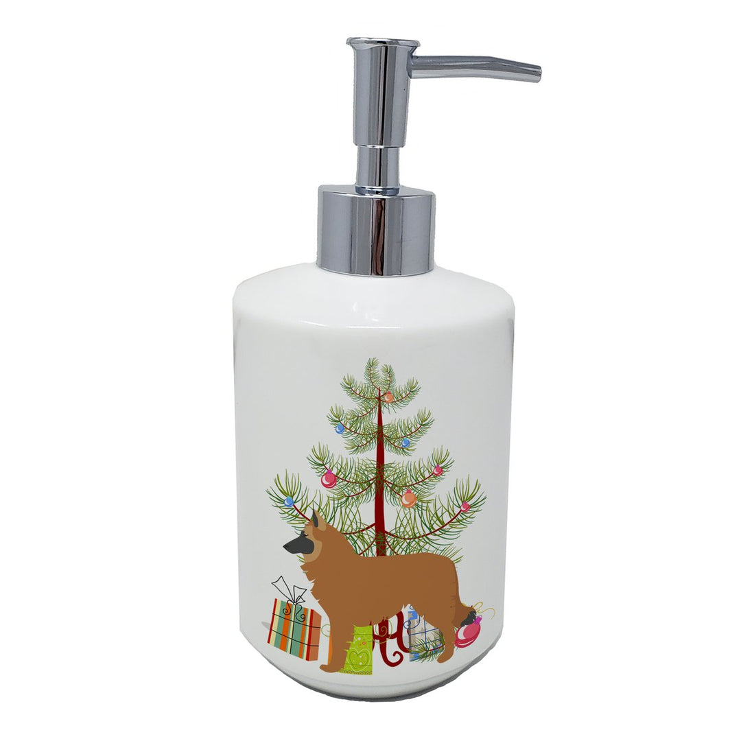 Belgian Shepherd Merry Christmas Tree Ceramic Soap Dispenser Image 1