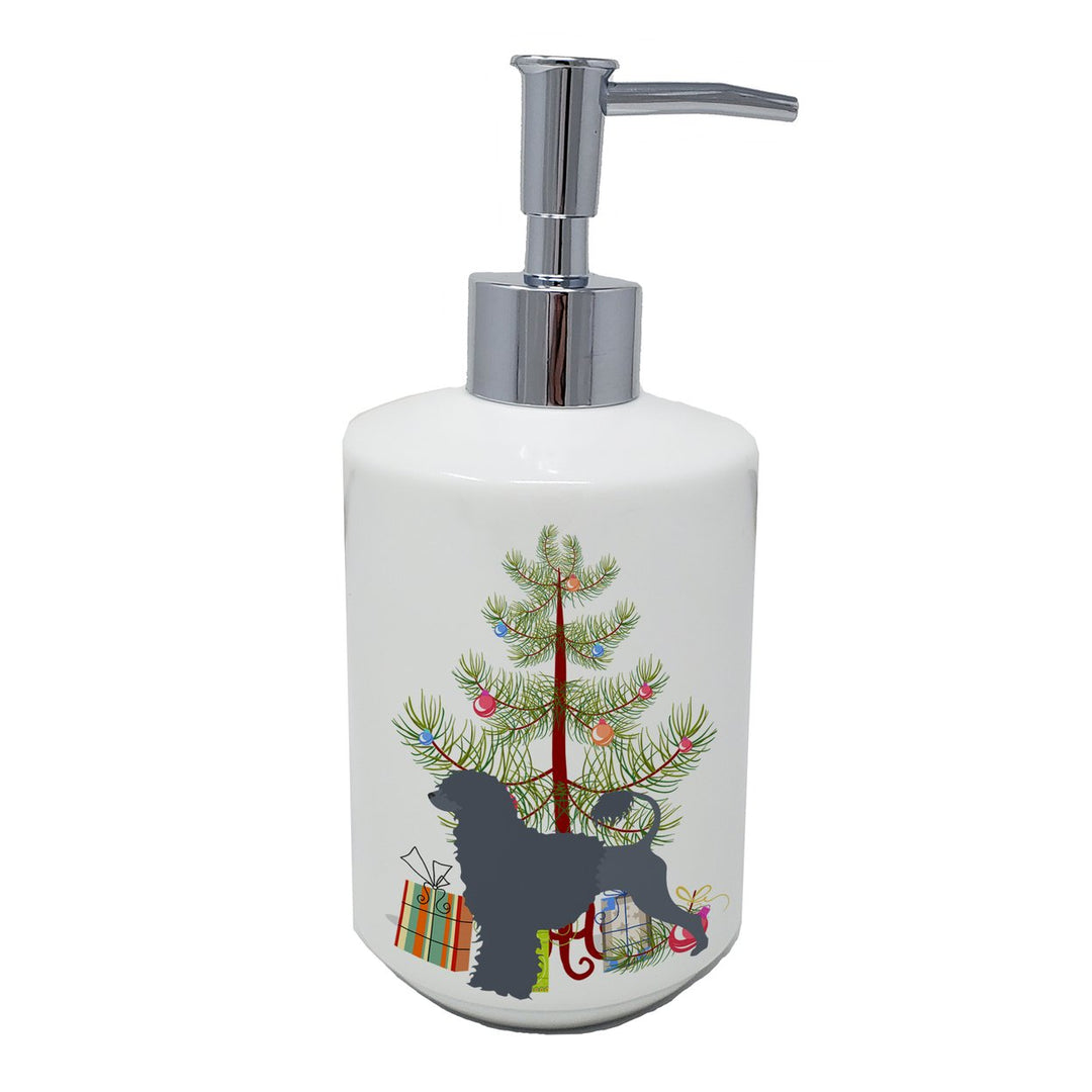 Portuguese Water Dog Merry Christmas Tree Ceramic Soap Dispenser Image 1