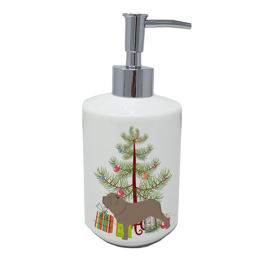 Neapolitan Mastiff Merry Christmas Tree Ceramic Soap Dispenser Image 1