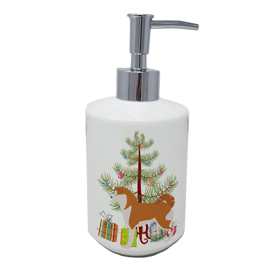 Akita Merry Christmas Tree Ceramic Soap Dispenser Image 1