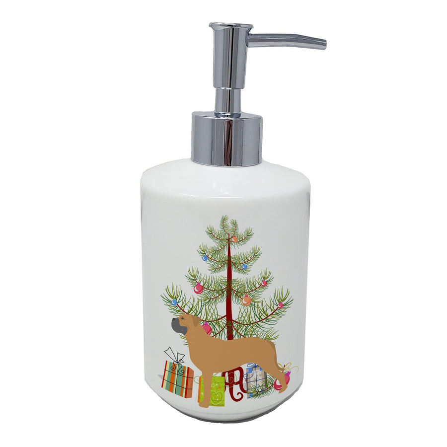 Bullmastiff Merry Christmas Tree Ceramic Soap Dispenser Image 1