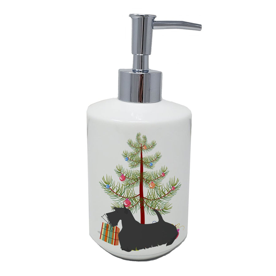 Scottish Terrier Merry Christmas Tree Ceramic Soap Dispenser Image 1