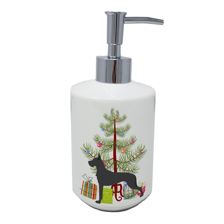 Great Dane Merry Christmas Tree Ceramic Soap Dispenser Image 1