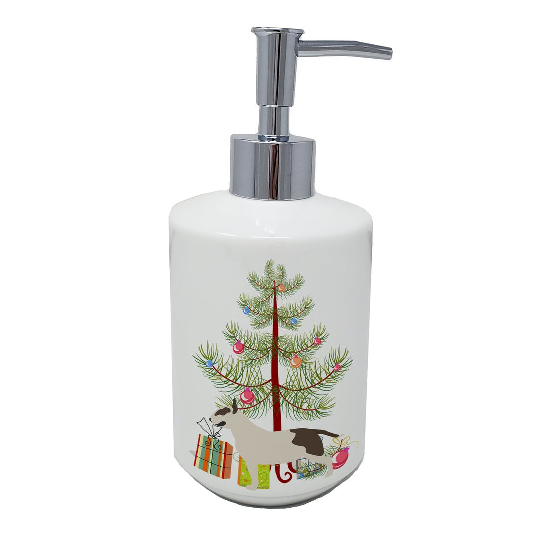 Bull Terrier Merry Christmas Tree Ceramic Soap Dispenser Image 1