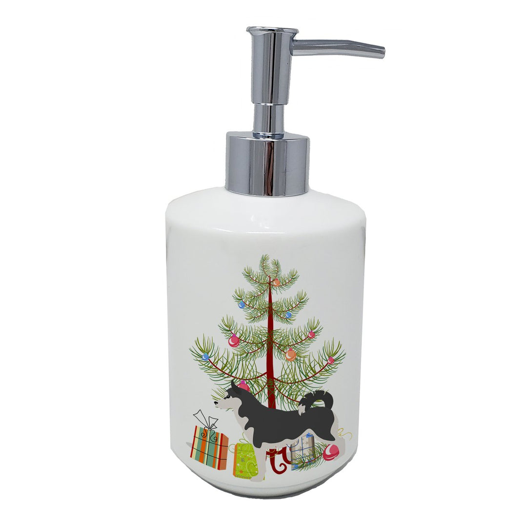 Siberian Husky Merry Christmas Tree Ceramic Soap Dispenser Image 1