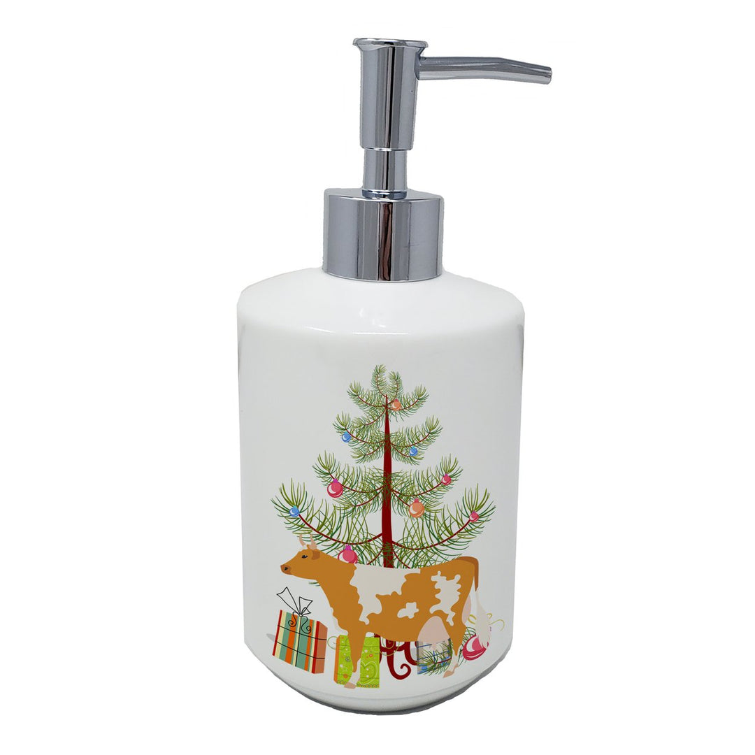 Guernsey Cow Christmas Ceramic Soap Dispenser Image 1