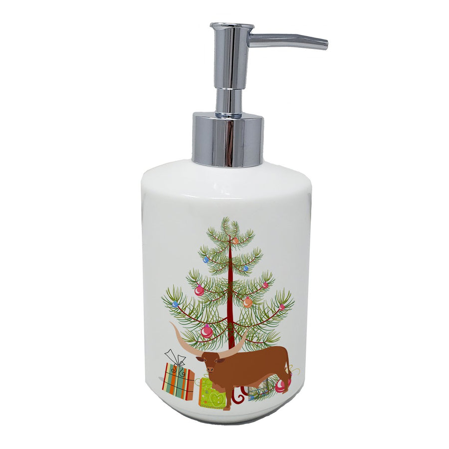 Ankole-Watusu Cow Christmas Ceramic Soap Dispenser Image 1