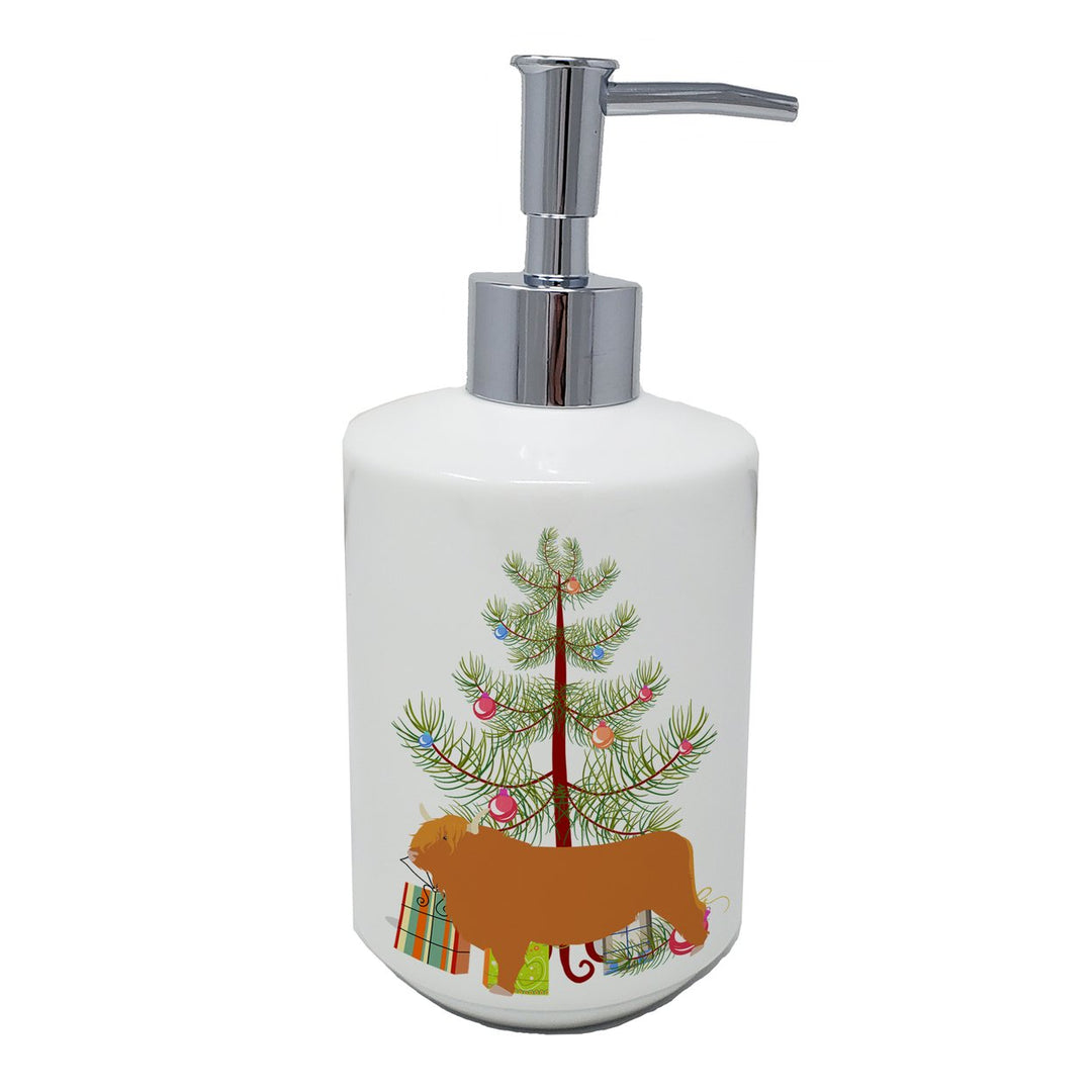 Highland Cow Christmas Ceramic Soap Dispenser Image 1