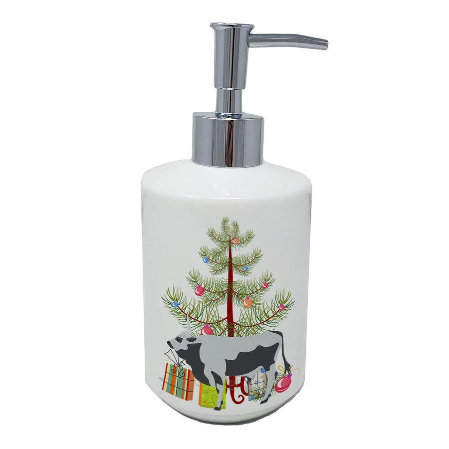 Hungarian Grey Steppe Cow Christmas Ceramic Soap Dispenser Image 1