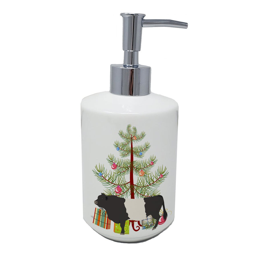 Belted Galloway Cow Christmas Ceramic Soap Dispenser Image 1