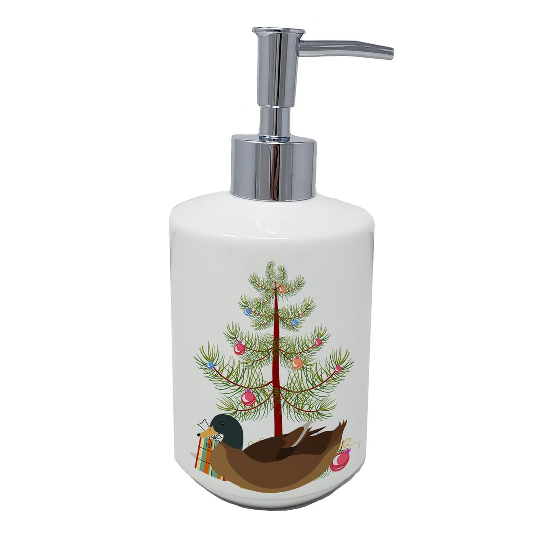 Khaki Campbell Duck Christmas Ceramic Soap Dispenser Image 1