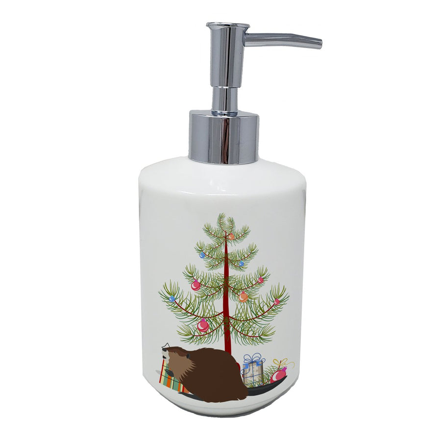 Eurasian Beaver Christmas Ceramic Soap Dispenser Image 1