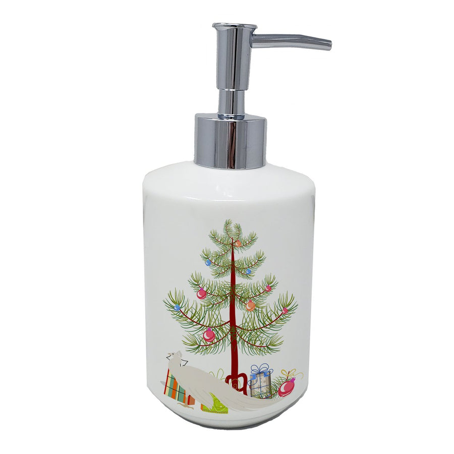 White Peacock Peafowl Christmas Ceramic Soap Dispenser Image 1