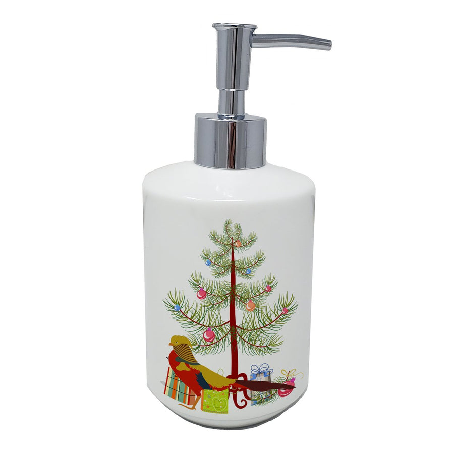 Golden or Chinese Pheasant Christmas Ceramic Soap Dispenser Image 1