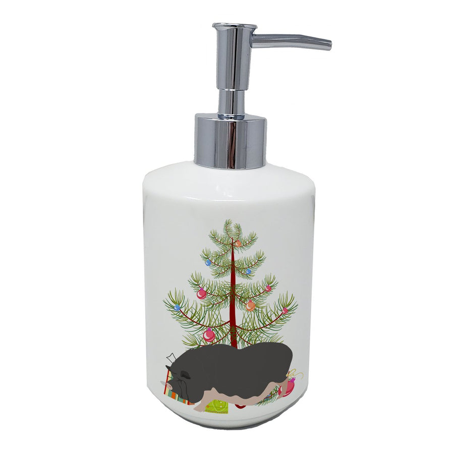 Vietnamese Pot-Bellied Pig Christmas Ceramic Soap Dispenser Image 1