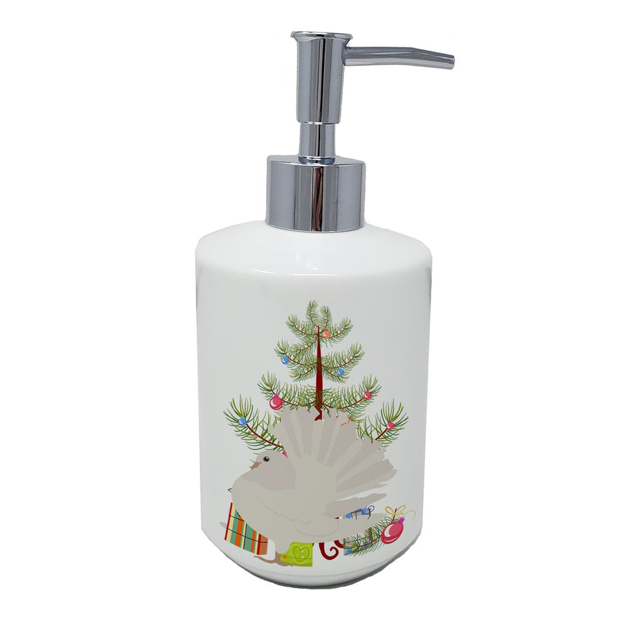 Silver Fantail Pigeon Christmas Ceramic Soap Dispenser Image 1