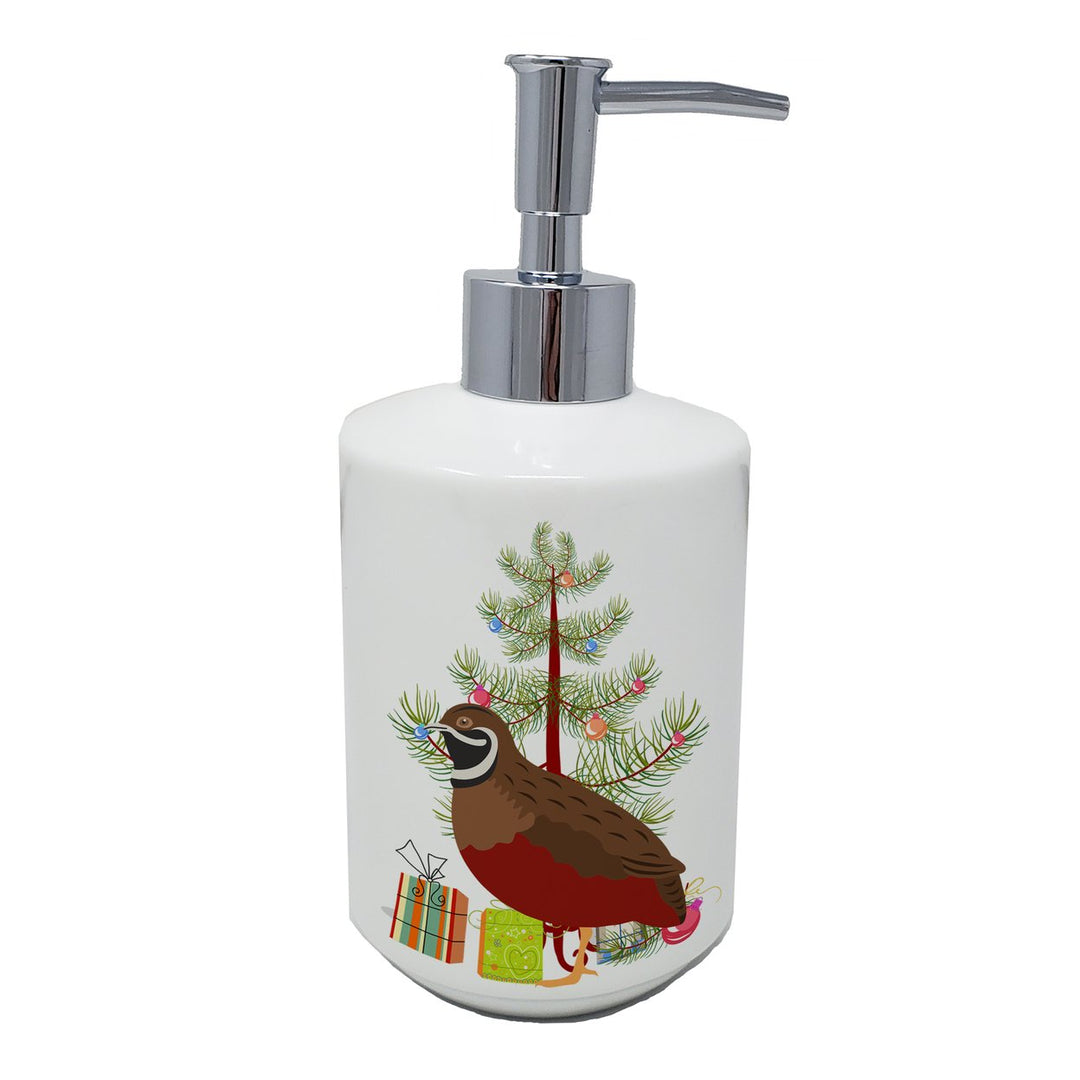 Chinese Painted or King Quail Christmas Ceramic Soap Dispenser Image 1