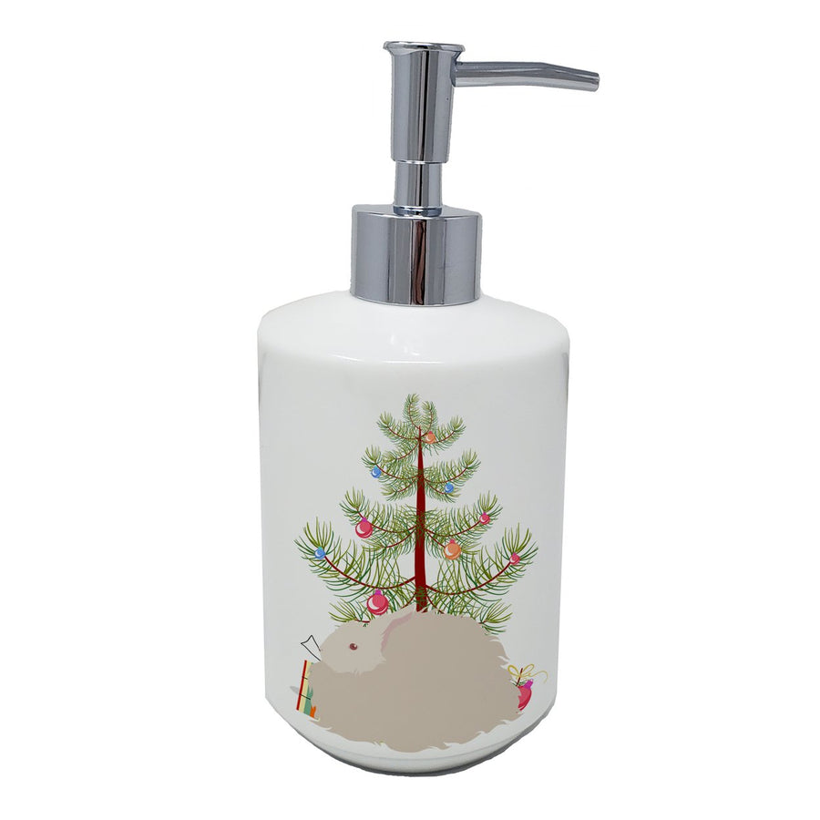 Fluffy Angora Rabbit Christmas Ceramic Soap Dispenser Image 1