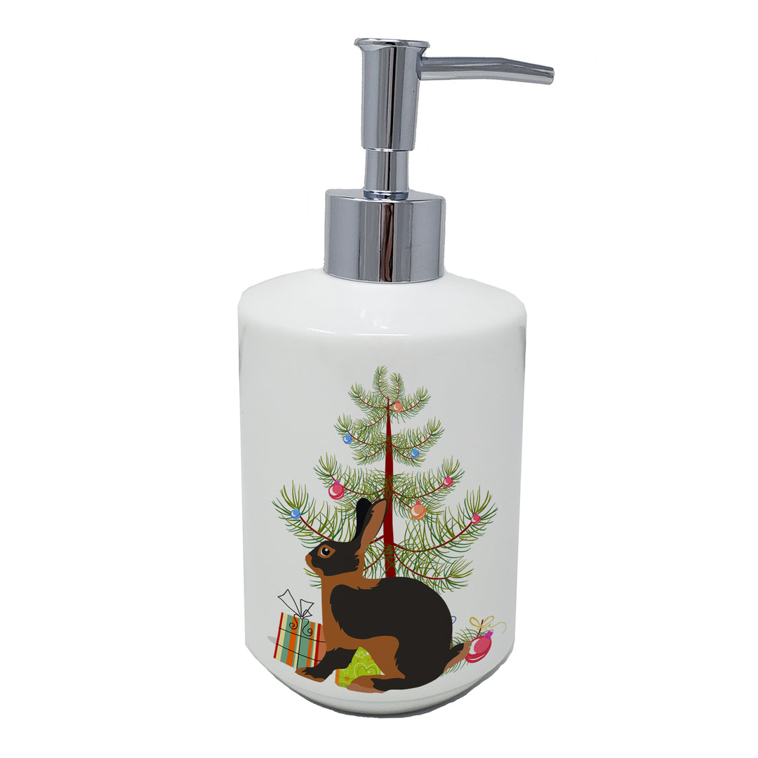 Tan Rabbit Christmas Ceramic Soap Dispenser Image 1