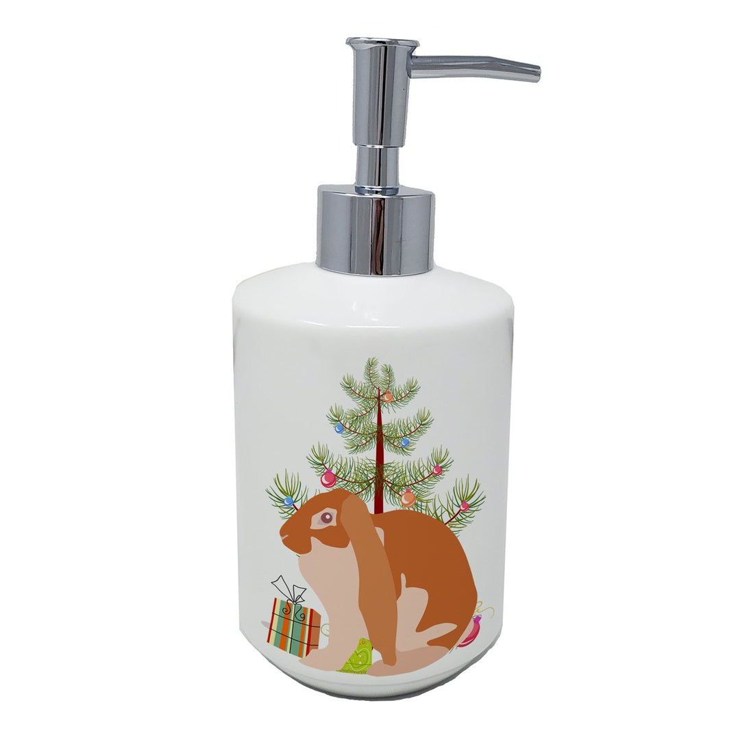 English Lop Rabbit Christmas Ceramic Soap Dispenser Image 1