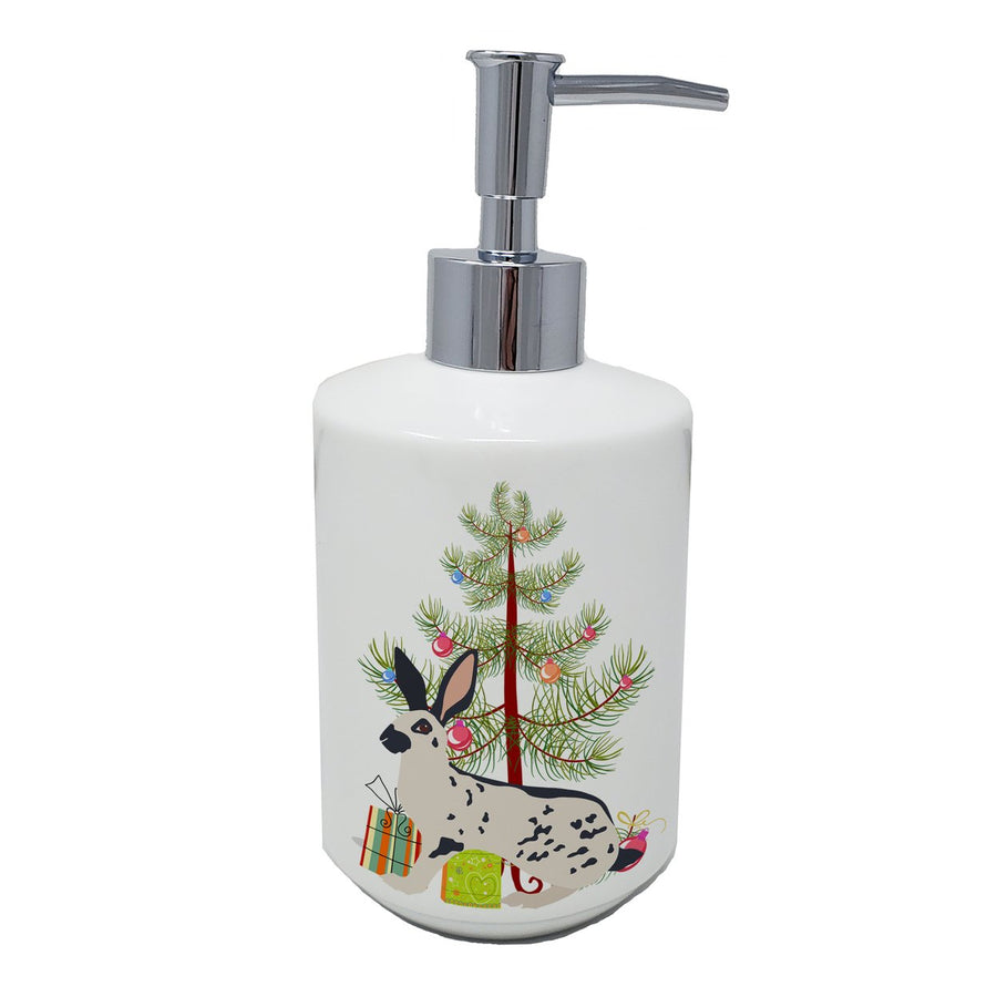 English Spot Rabbit Christmas Ceramic Soap Dispenser Image 1