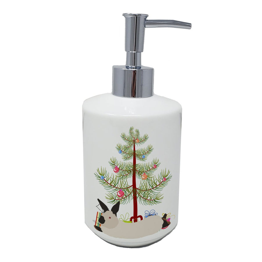 California White Rabbit Christmas Ceramic Soap Dispenser Image 1