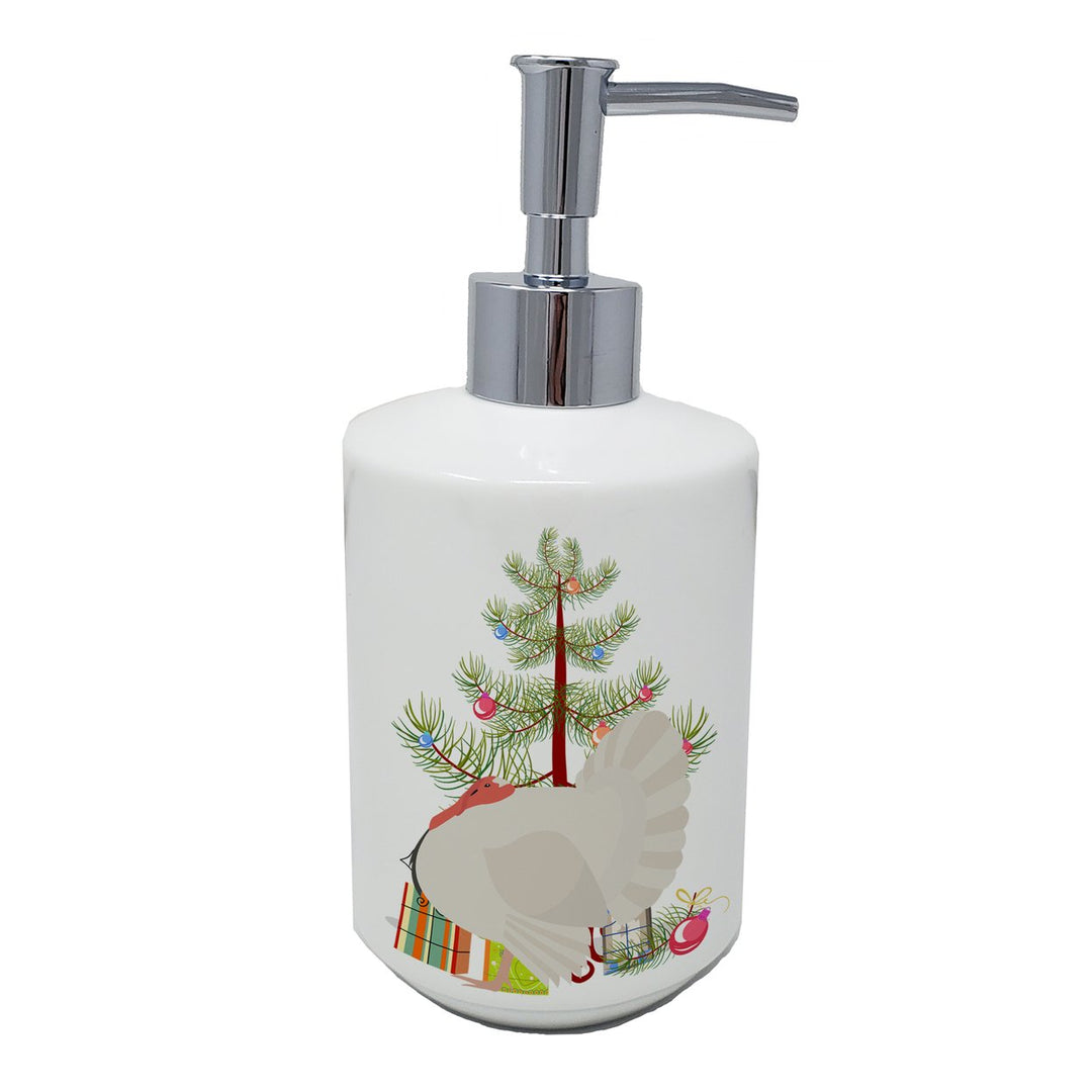 White Holland Turkey Christmas Ceramic Soap Dispenser Image 1