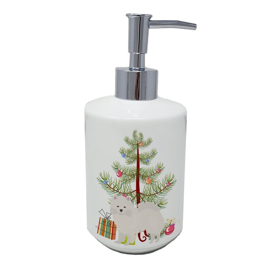 American Eskimo Christmas Tree Ceramic Soap Dispenser Image 1