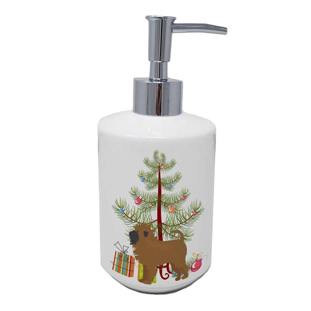 Tan Affenpinscher Christmas Tree Ceramic Soap Dispenser Image 1