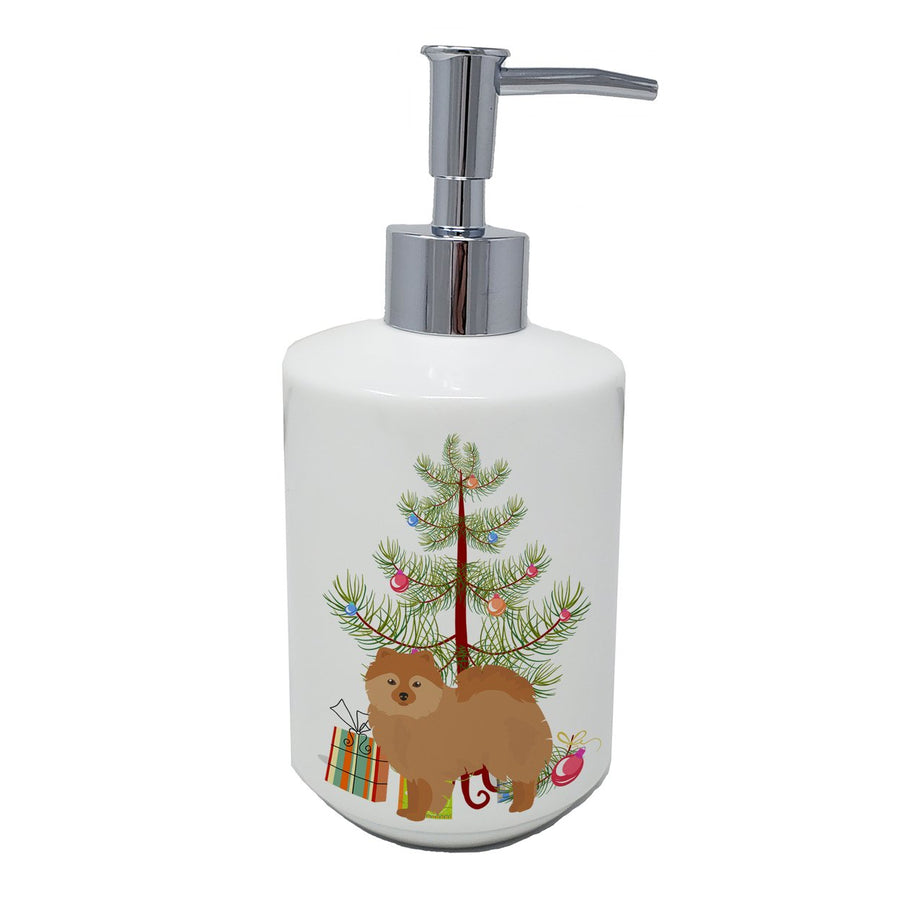 German Spitz Christmas Tree Ceramic Soap Dispenser Image 1