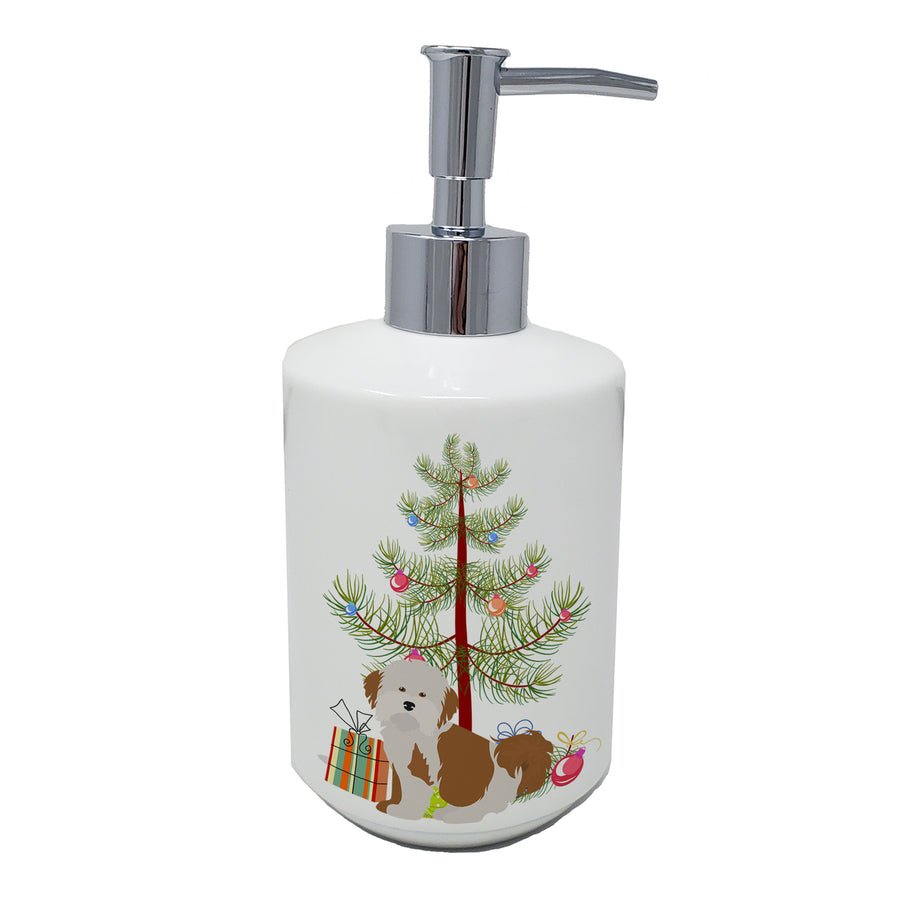 Havanese Christmas Tree Ceramic Soap Dispenser Image 1