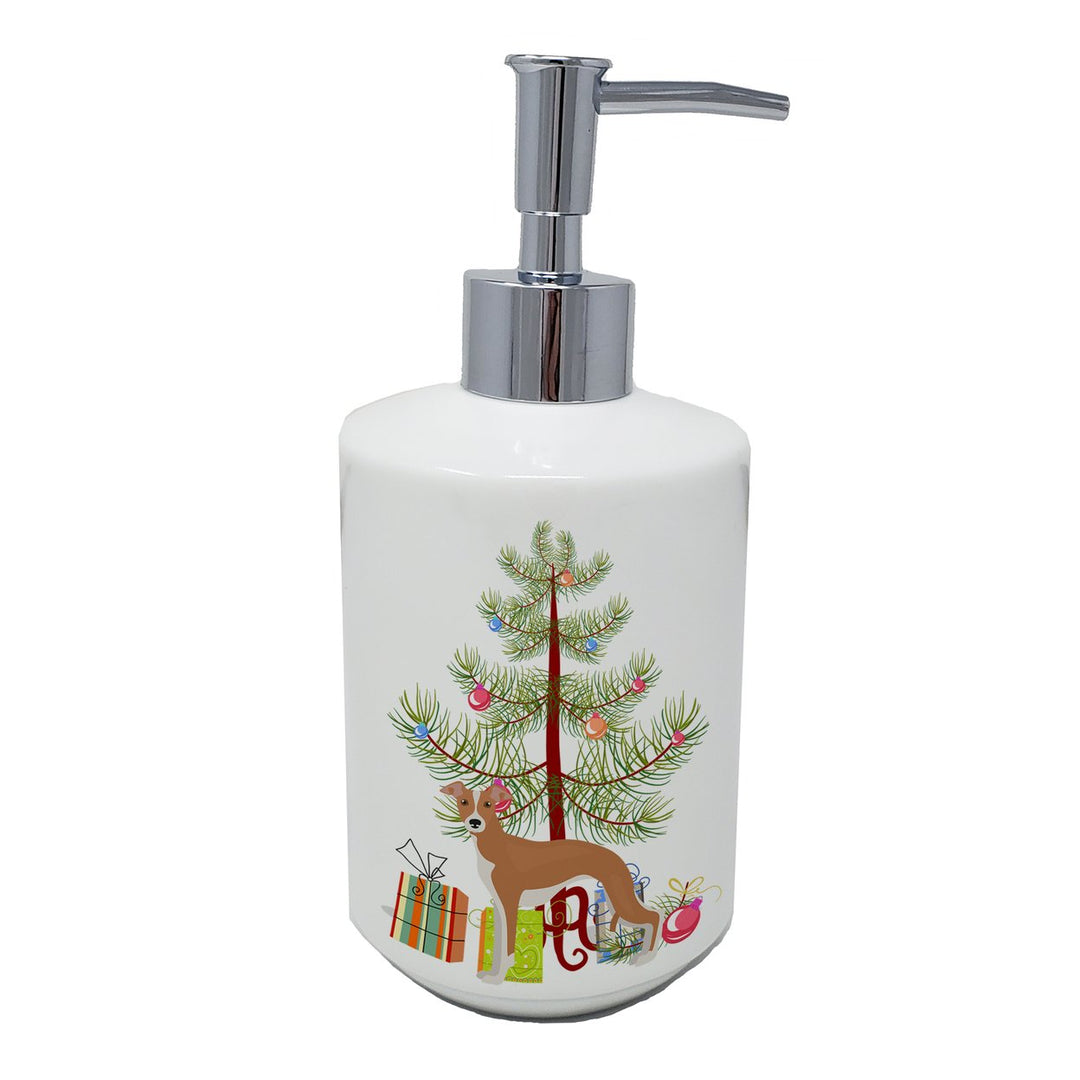 Italian Greyhound Christmas Tree Ceramic Soap Dispenser Image 1