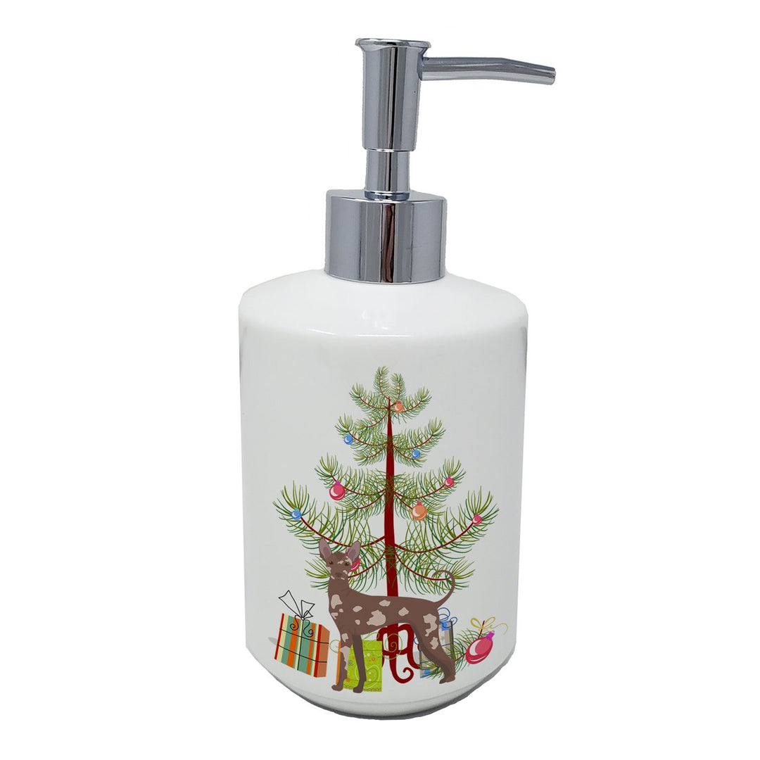 Mexican Hairless Dog Christmas Tree Ceramic Soap Dispenser Image 1