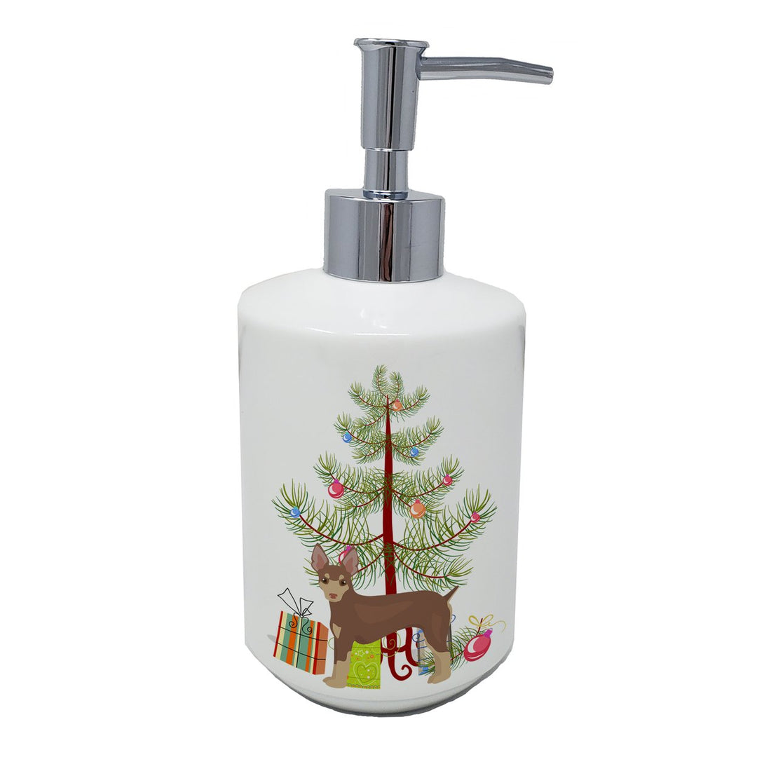 Miniature Fox Terrier Christmas Tree Ceramic Soap Dispenser Image 1