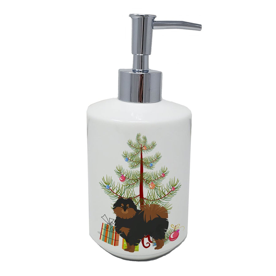 Pomeranian Christmas Tree Ceramic Soap Dispenser Image 1