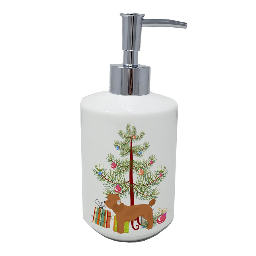 Toy Poodle Christmas Tree Ceramic Soap Dispenser Image 1