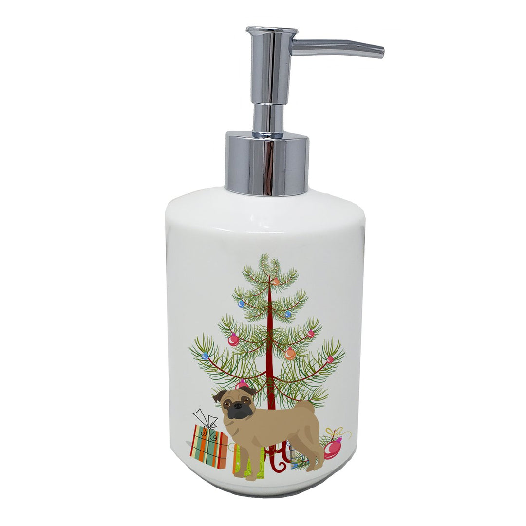 Pug Christmas Tree Ceramic Soap Dispenser Image 1