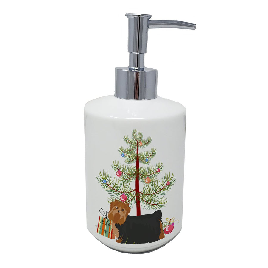 Yorkshire Terrier Christmas Tree Ceramic Soap Dispenser Image 1