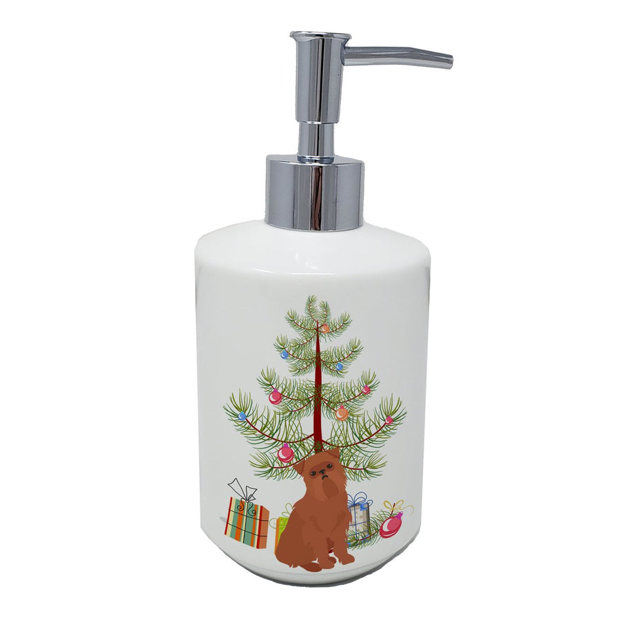 Brussels Griffon Christmas Tree Ceramic Soap Dispenser Image 1