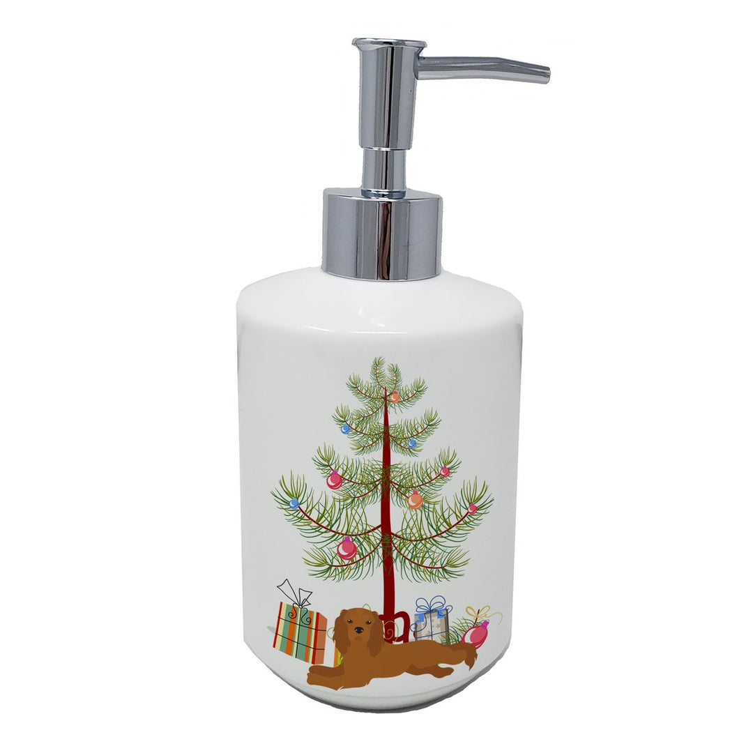 Ruby Cavalier King Charles Spaniel Christmas Tree Ceramic Soap Dispenser Image 1