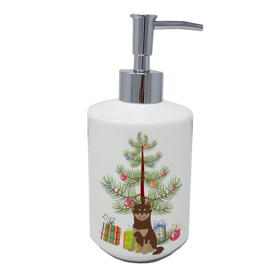 Chihuahua Christmas Tree Ceramic Soap Dispenser Image 1