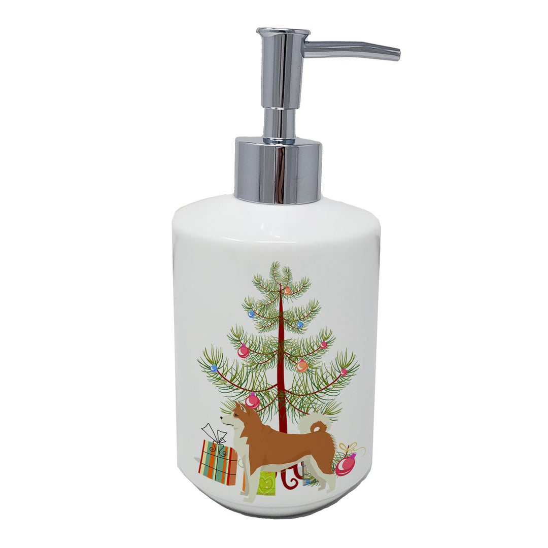 Akita Christmas Tree Ceramic Soap Dispenser Image 1