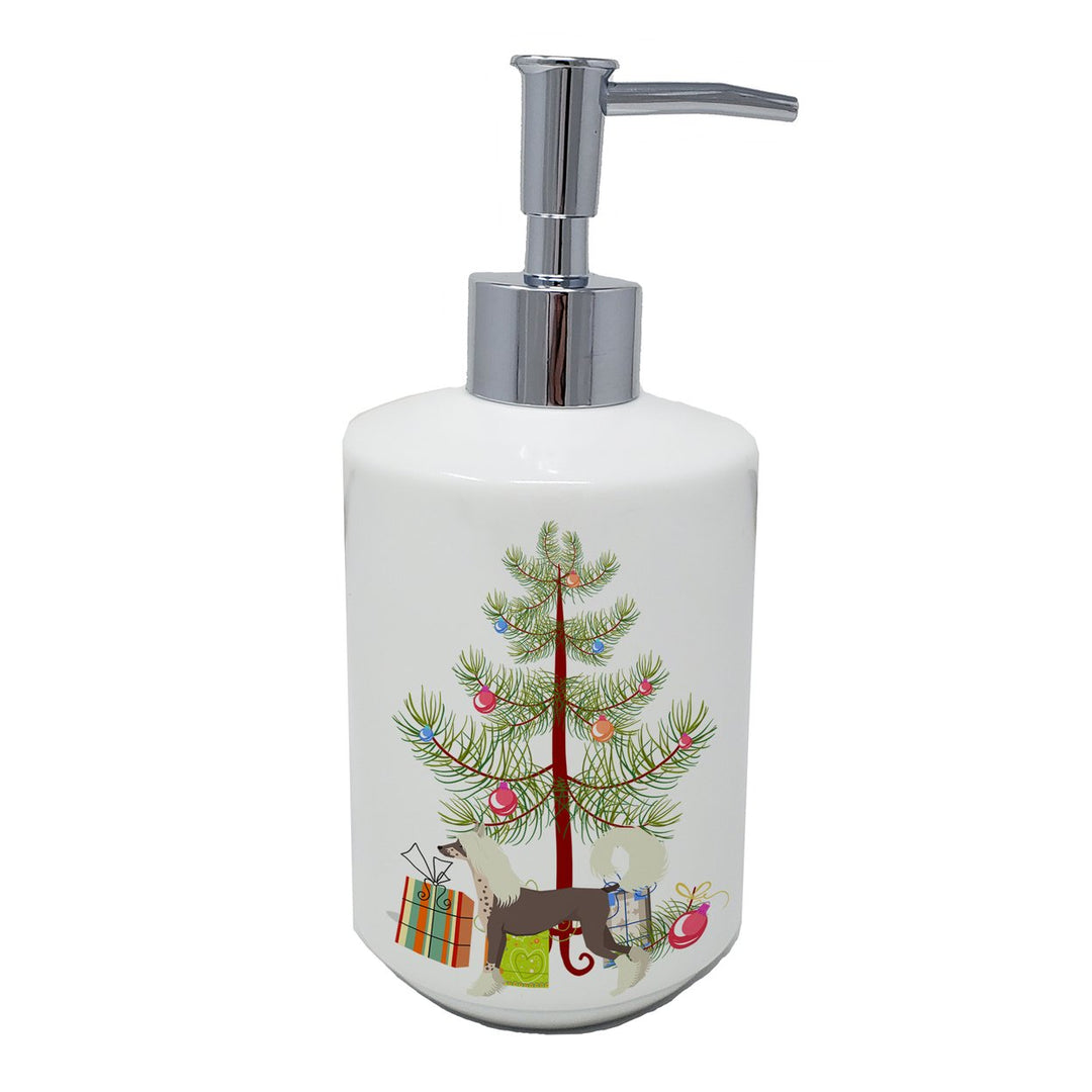 Chinese Crested Christmas Tree Ceramic Soap Dispenser Image 1