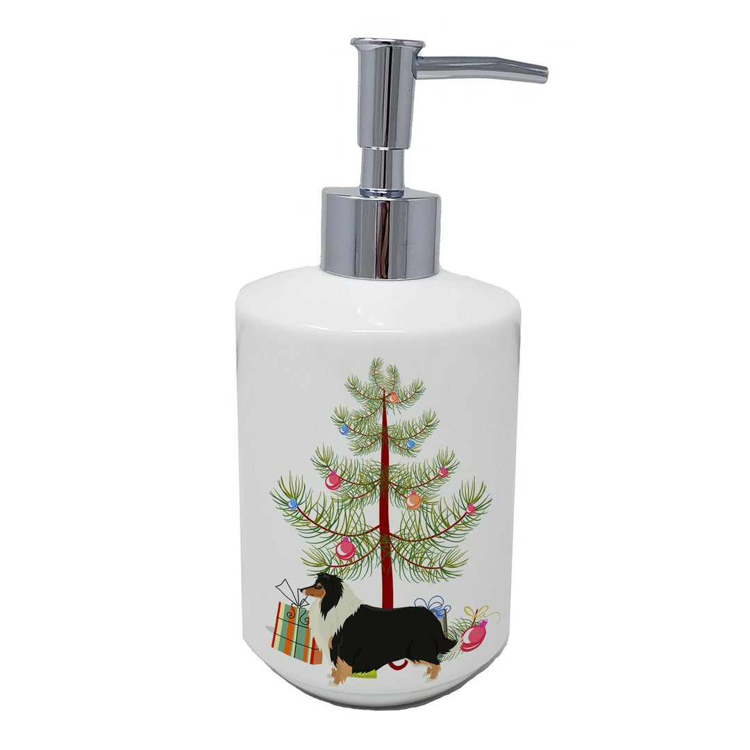 Collie Christmas Tree Ceramic Soap Dispenser Image 1