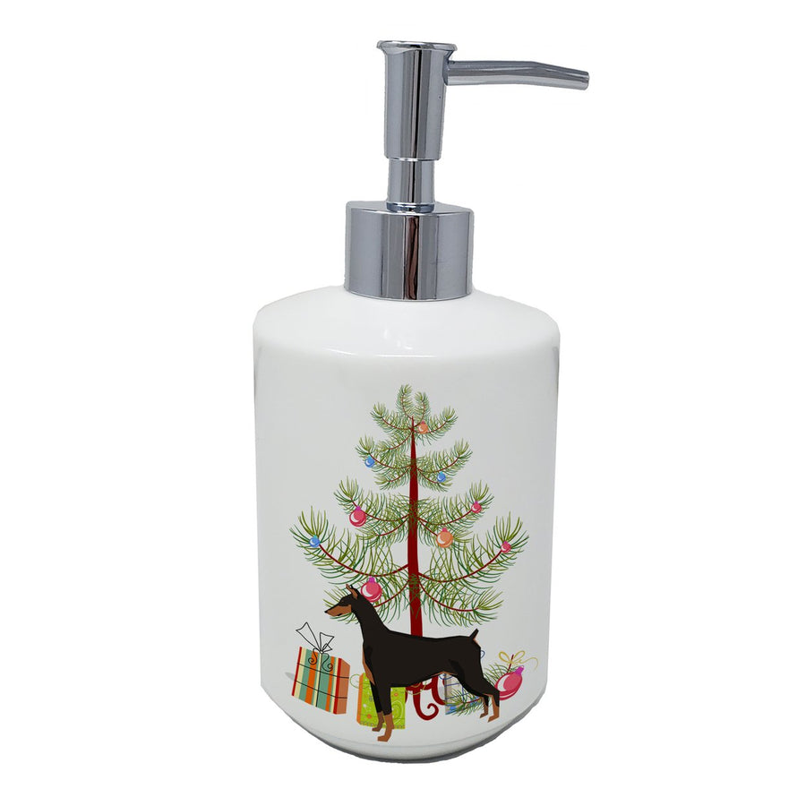 Doberman Pinscher Christmas Tree Ceramic Soap Dispenser Image 1