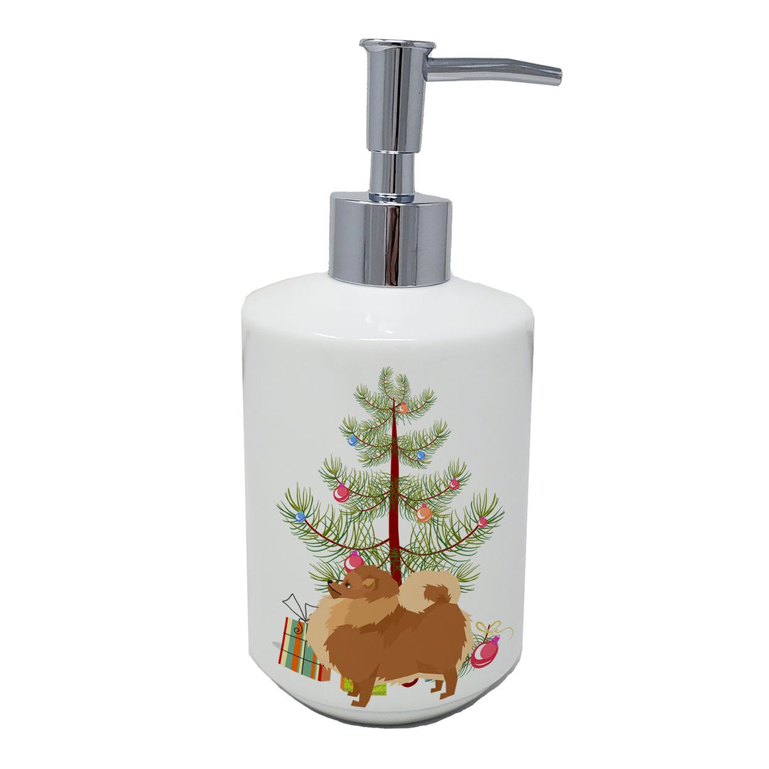 Pomeranian Christmas Tree Ceramic Soap Dispenser Image 1