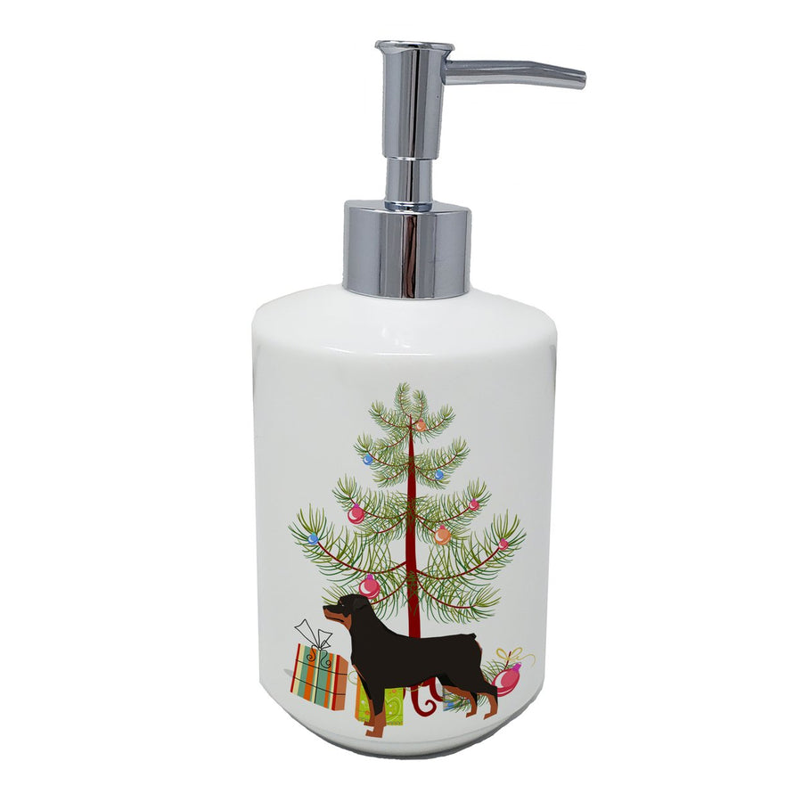 Rottweiler Christmas Tree Ceramic Soap Dispenser Image 1