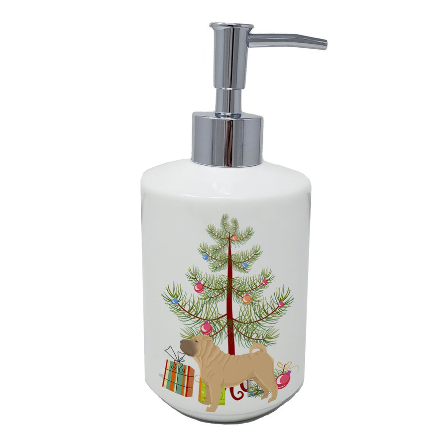 Shar Pei Christmas Tree Ceramic Soap Dispenser Image 1