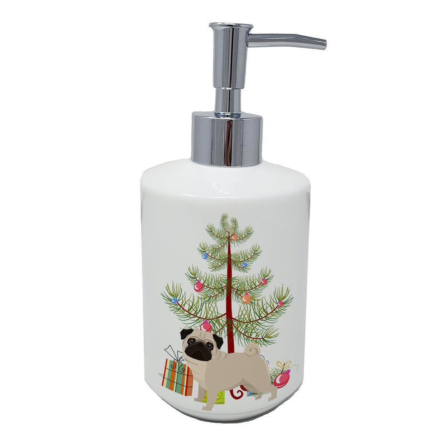 Pug Christmas Tree Ceramic Soap Dispenser Image 1